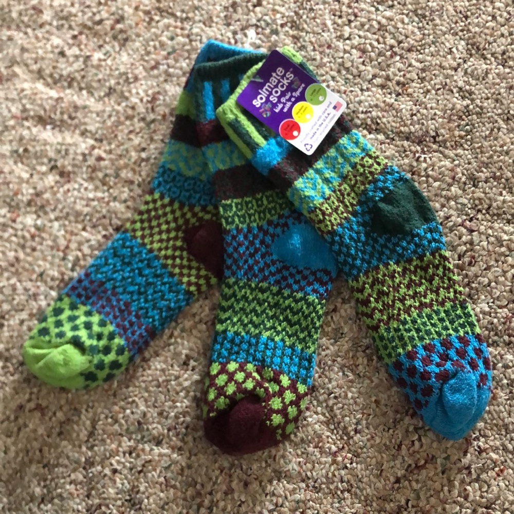 Solmate June Bug mismatched socks trio sz LG kids 9-11 NWT